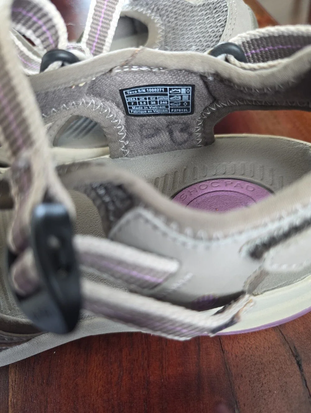 Teva Tirra Hiking Sandals Gray Purple Shock Pad Trail Walking Womens Size 7